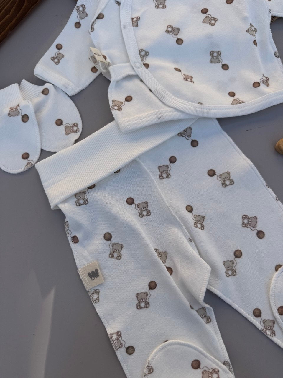 White And Beige Bear Cotton Hospital Set 6 Pcs