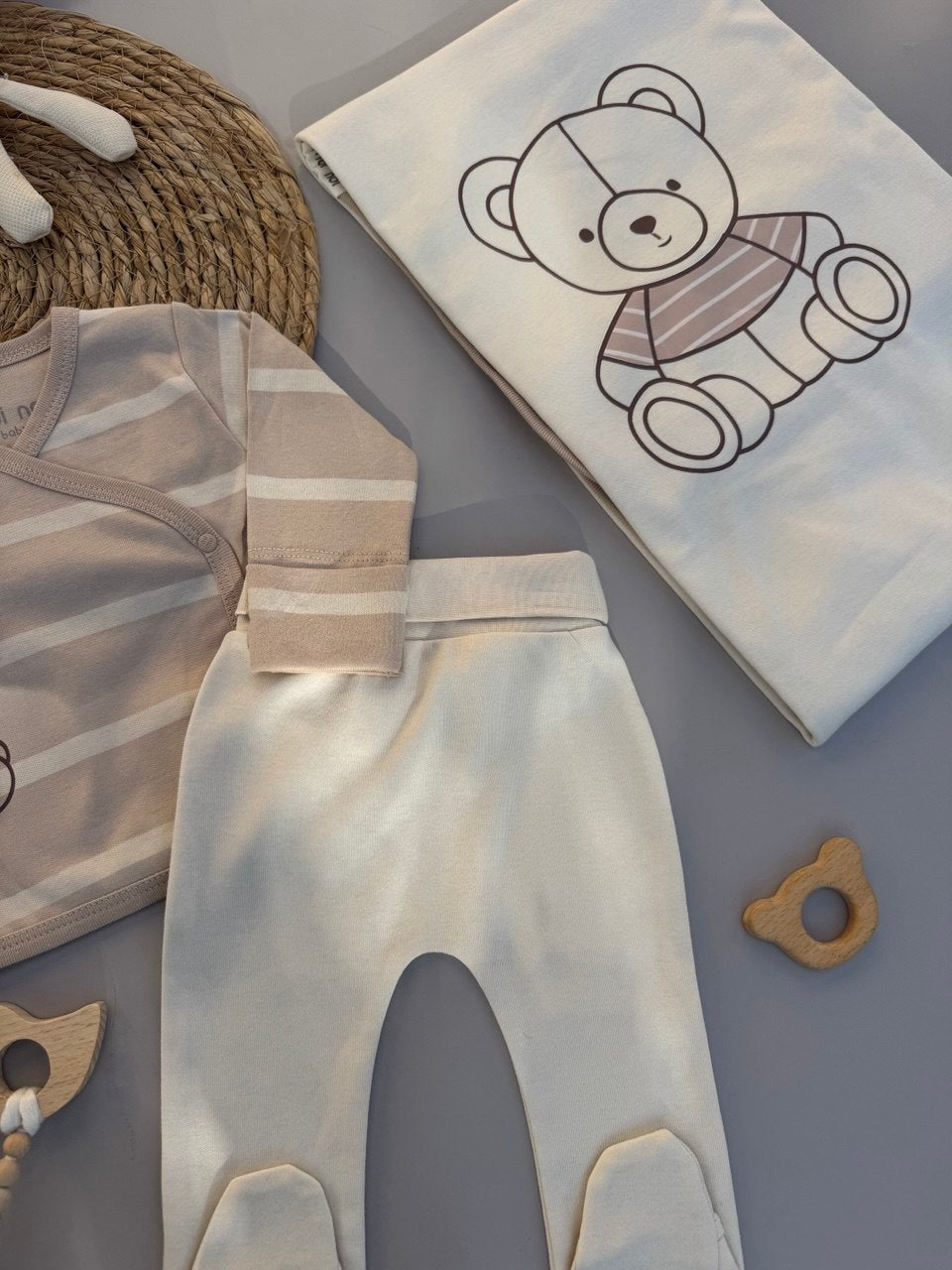 Beige Bear Cotton Hospital Set 4 Pcs
