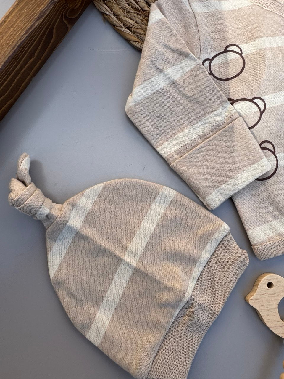 Beige Bear Cotton Hospital Set 4 Pcs
