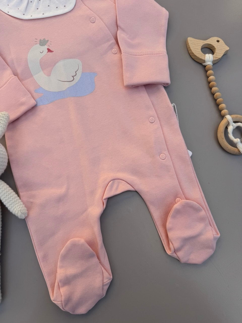 Pink Duck Cotton Overall With Hat