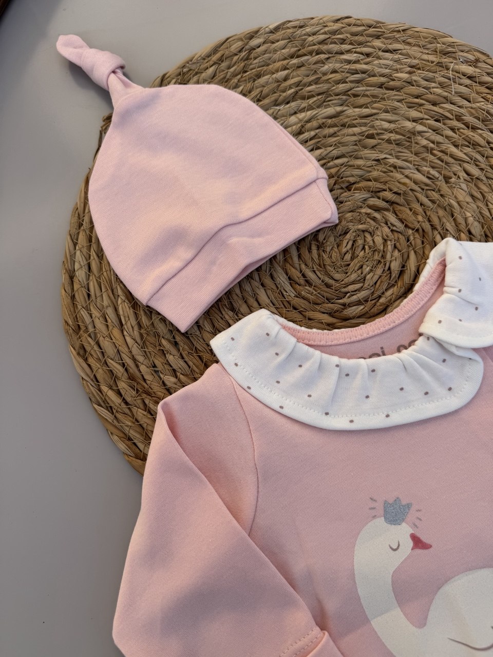 Pink Duck Cotton Overall With Hat