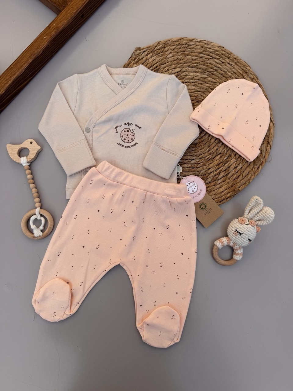 Beige And Soman Cookies Organic Cotton Set 3 Pcs