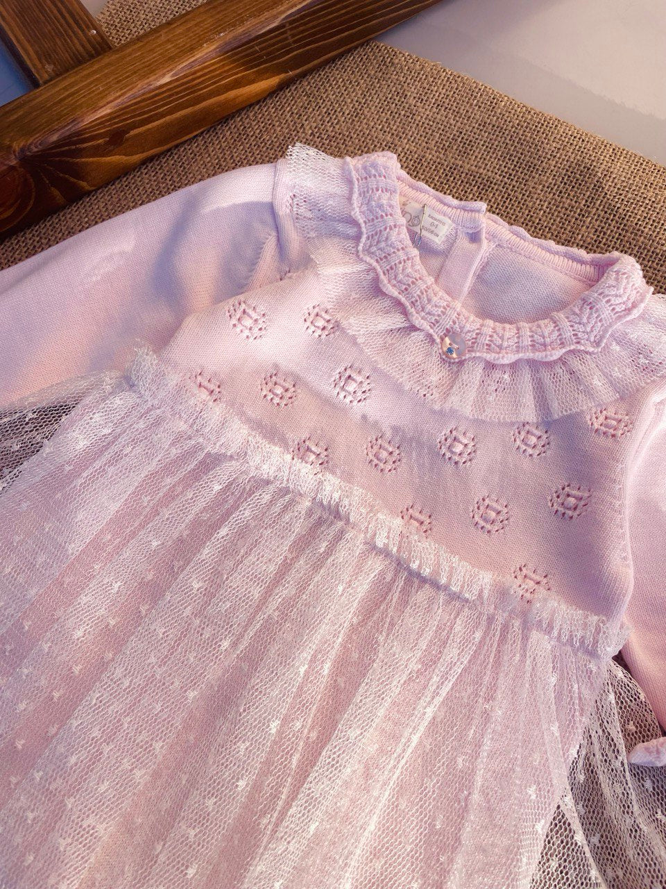 Pink Organic Cotton Overall With Tule