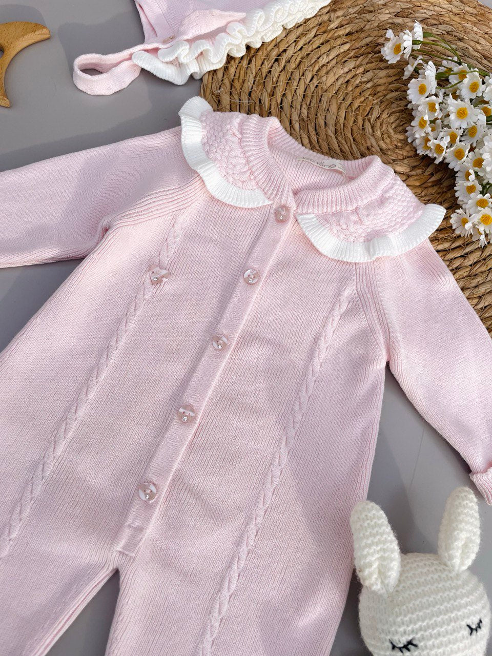 Pink Organic Cotton Organic Overall With Hat
