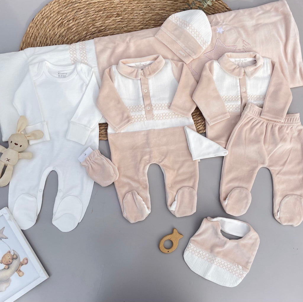 Beige And White Velvet 9 Pcs Hospital Set