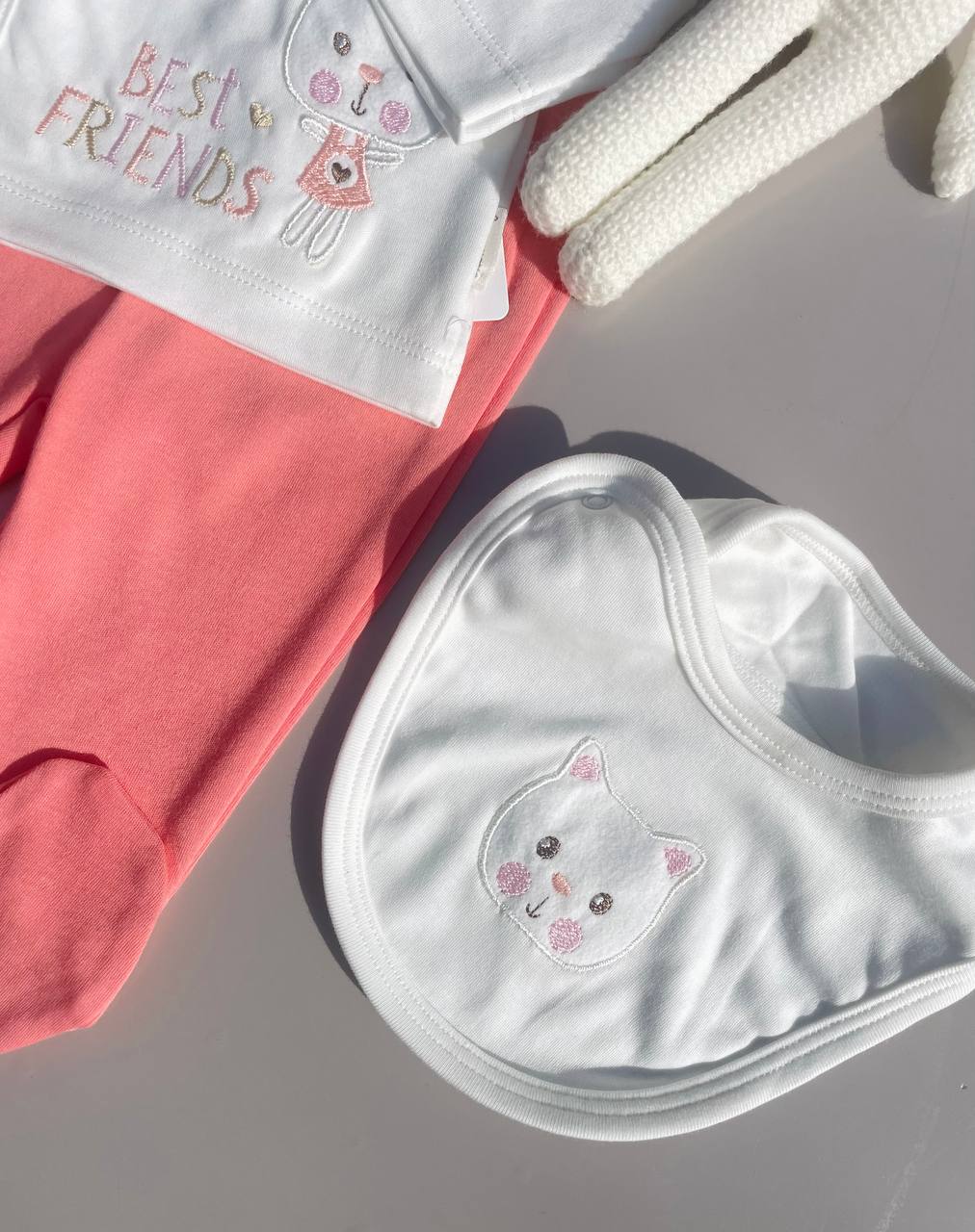 Orange  And White Ducks Organic Cotton Set 5 Pcs