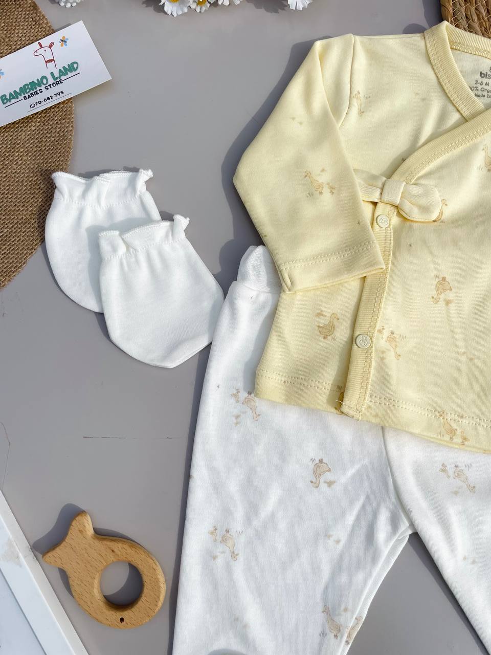 Yellow And White Ducks Organic Cotton Set 5 Pcs