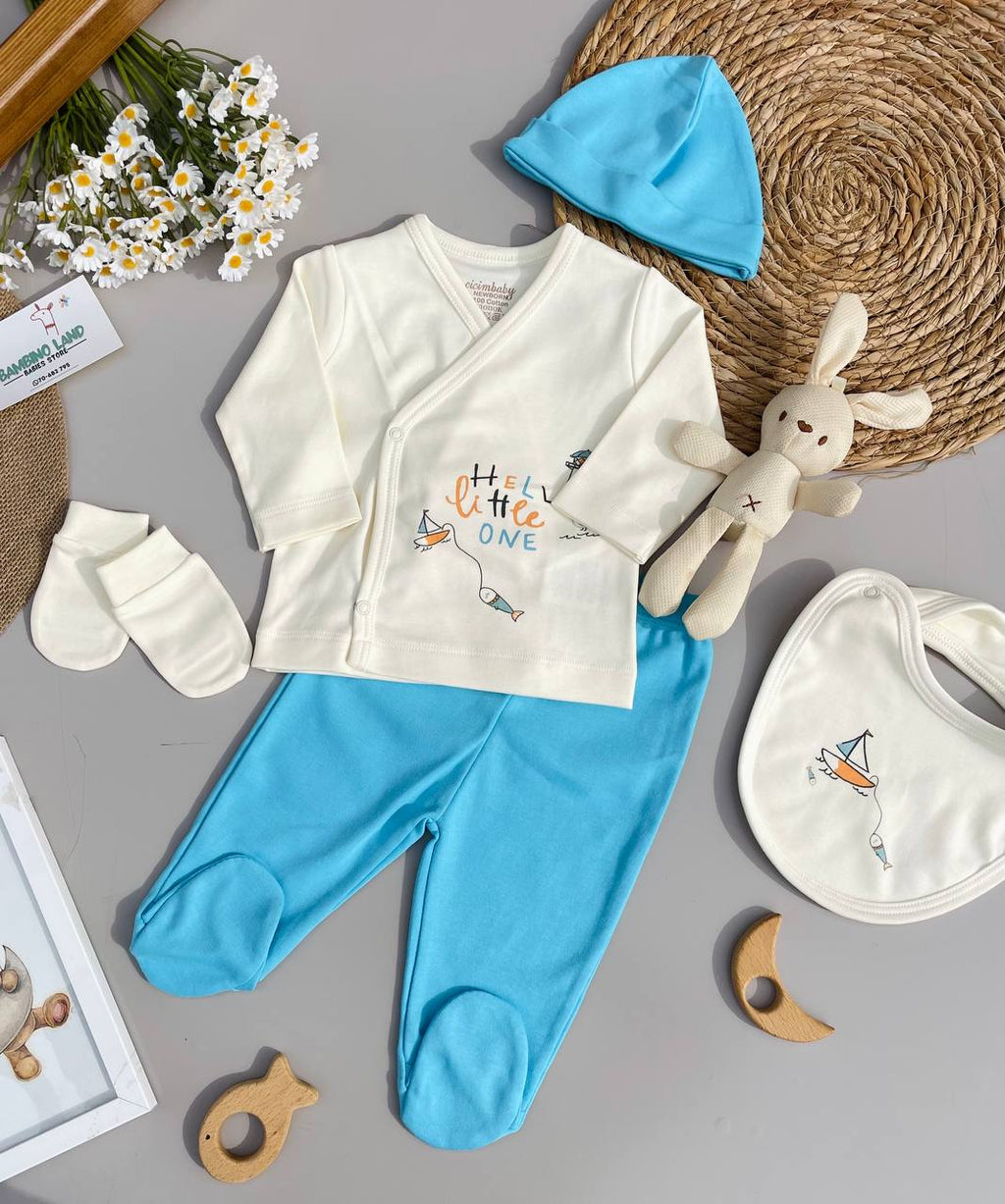 Turquoise And Blue 5 Pcs Cotton Set