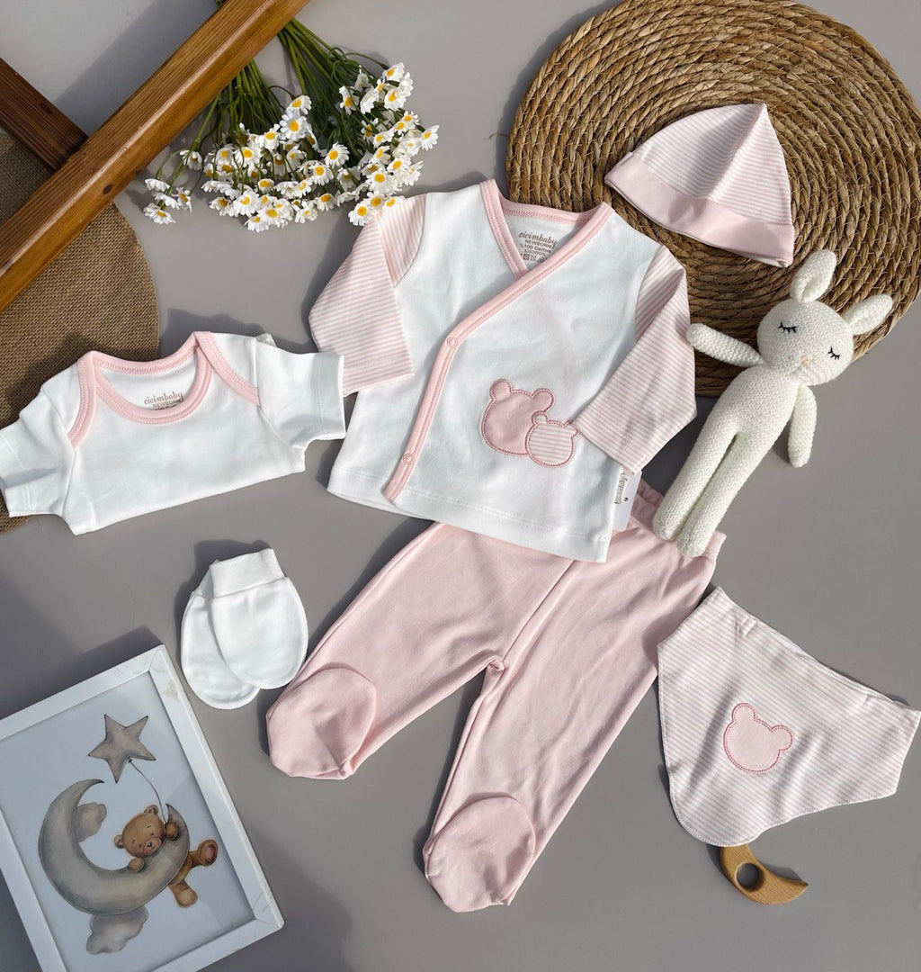 Pink And White 6 Pcs Cotton Set