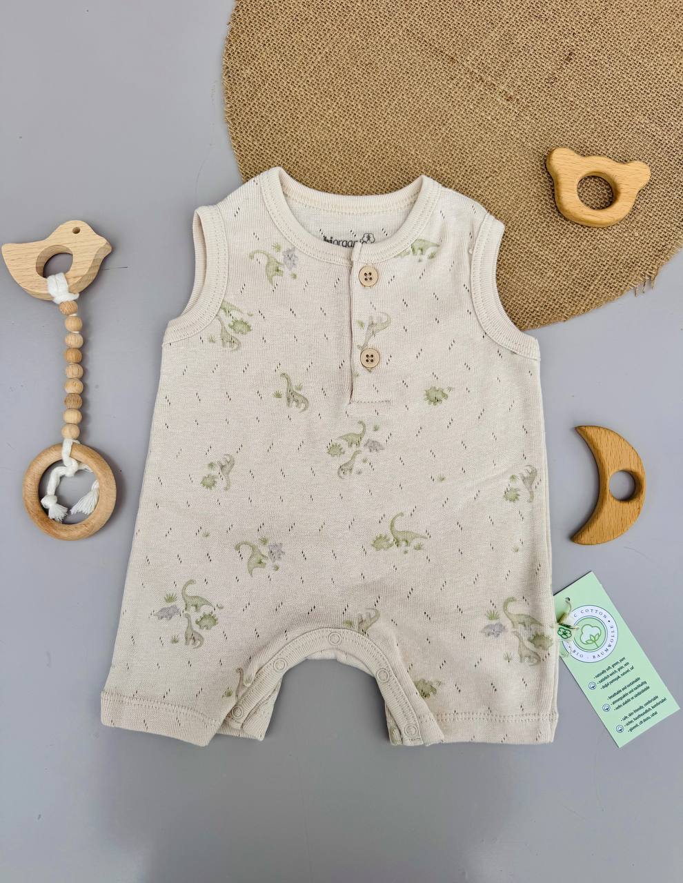 Beige Safari Romper Organic Cotton GOTS Certified