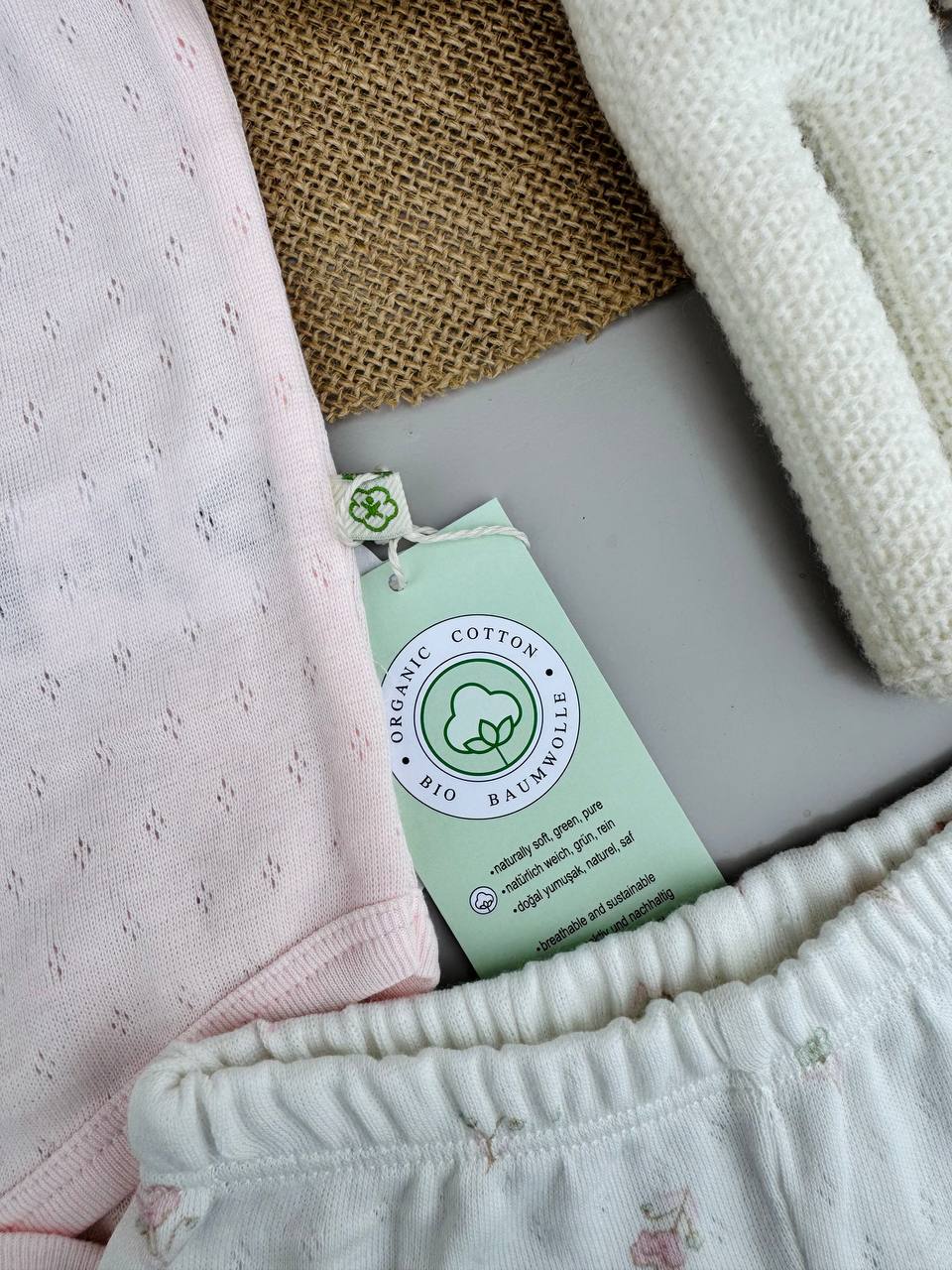 Pink And White Organic Cotton Set 2 Pcs GOTS Certified