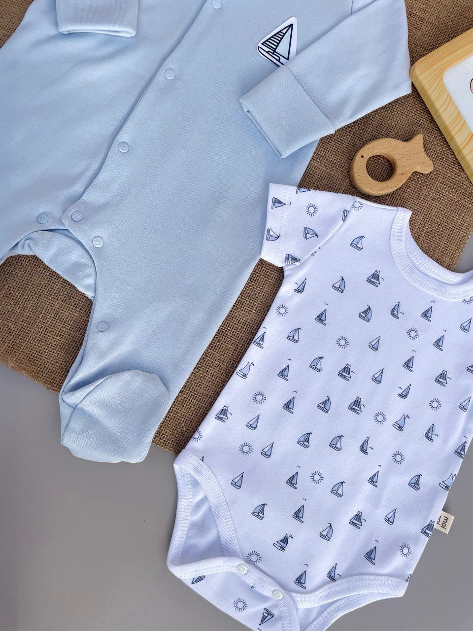 Blue Marin Overall With Bodysuit And Hat